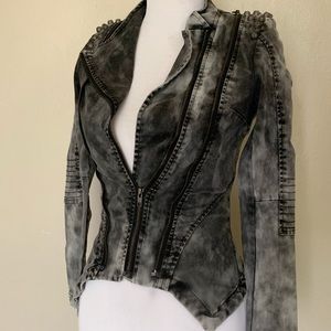 A custommade couture denim jacket. Small size 0-2